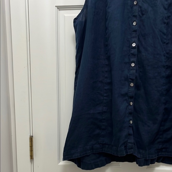 J. Jill Navy 100% Linen Mother of Pearl Sleeveless Tank Top - Size XL - Picture 5 of 15